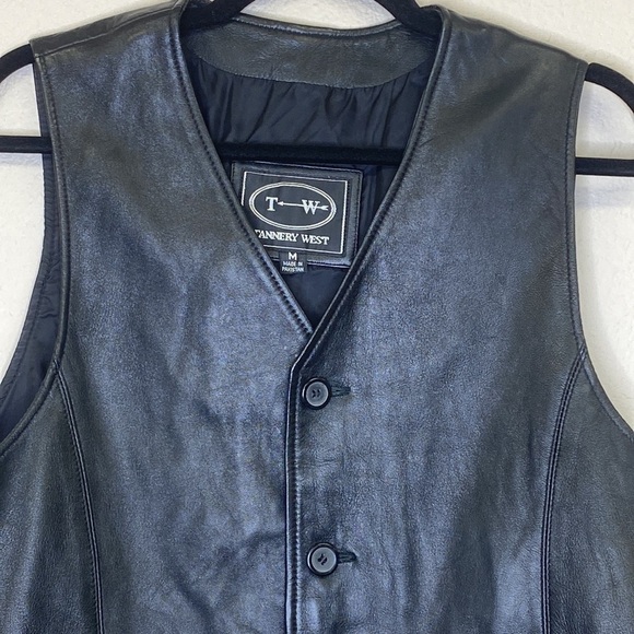 Leather Vest by T W - Tannery West Men's Size Medium - Picture 2 of 7
